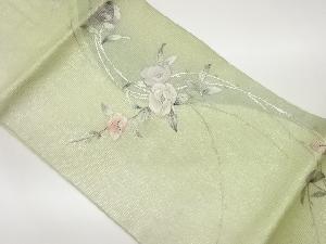 絽銀彩花模様刺繍名古屋帯